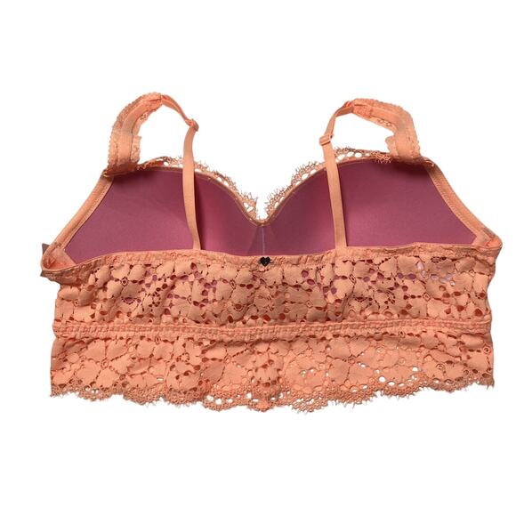 Womens Pink Victoria’s Secret Padded Underwire Lace Bra Tangerine Large NWT - Picture 2 of 8